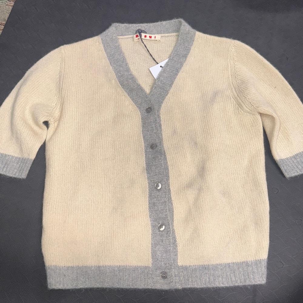 Marni  Beige and Gray Knit Cardigan girls size 8